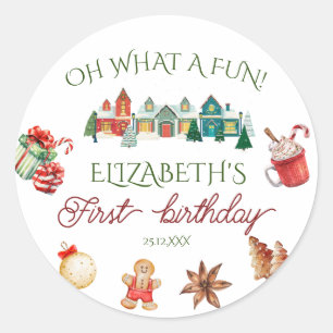 Sticker Rond Noël coloré 1er anniversaire