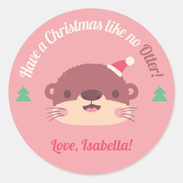 Sticker Rond Noël comme pas d'autre voeux de vacances (Devant)