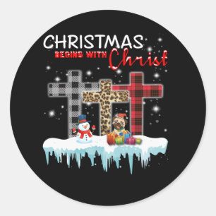 Sticker Rond Noël commence avec le Christ