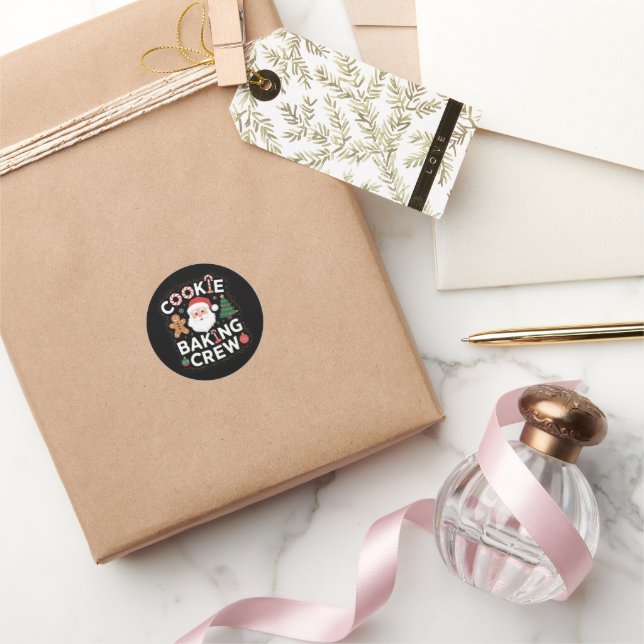Sticker Rond Noël Cookie Baking Crew Famille Noël (Cadeaux)