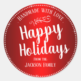 Sticker Rond Noël Cookie Cadeau personnalisé Nom de famille