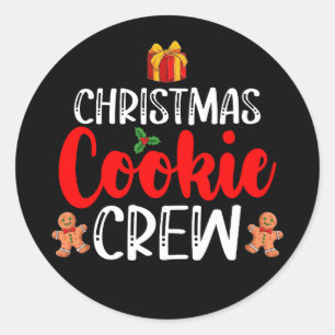 Sticker Rond Noël Cookie Équipage famille Pyjamas Noël Fête