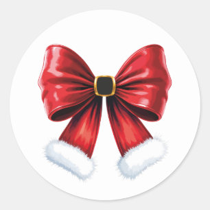 Sticker Rond Noël Coquette Bow