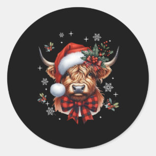 Sticker Rond Noël Coquette Vache Mignonne Vache Meugle Noël Vac