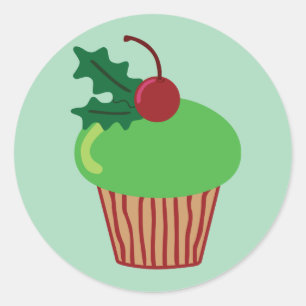 Sticker Rond Noël Cupcake