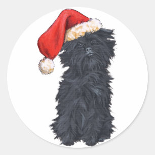 Sticker Rond Noël d'Affenpinscher