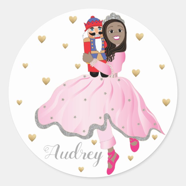Sticker Rond Noël Dark Haired Ballerina Clara (Devant)