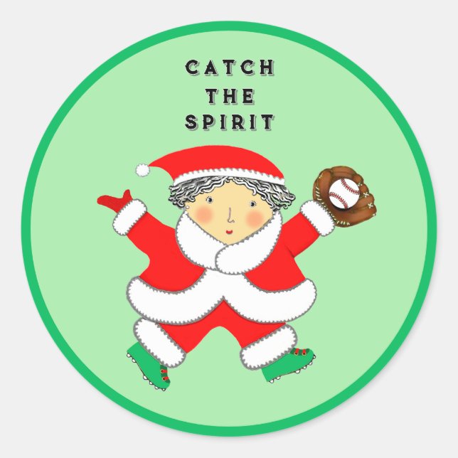 Sticker Rond Noël de baseball (Devant)