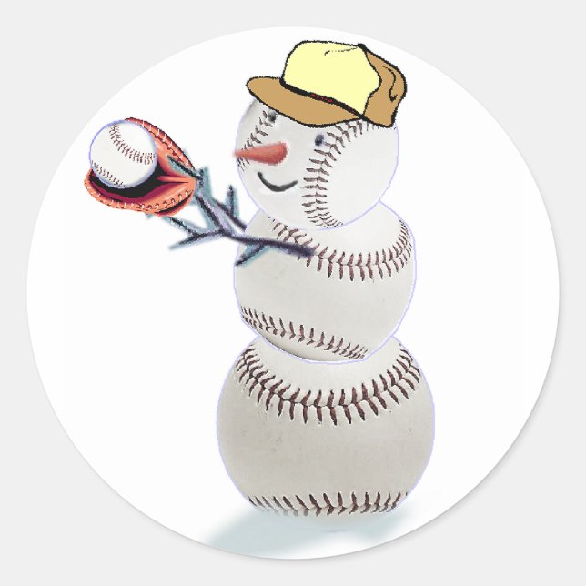 Sticker Rond Noël de baseball Snowman (Devant)