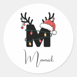 Sticker Rond Noël de famille monographique  Vacances personnali