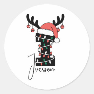 Sticker Rond Noël de famille monographique  Vacances personnali
