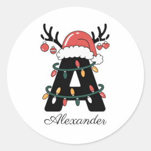 Sticker Rond Noël de famille monographique  Vacances personnali