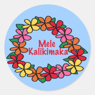 Sticker Rond Noël de Hawaïen de Lei