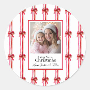 Sticker Rond Noël de la photo Pink and Red Bows