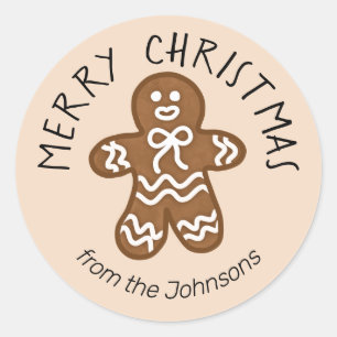 Sticker Rond Noël de l'homme en pain d'épices mignon