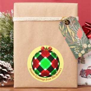 Sticker Rond Noël de l'ornement plaid