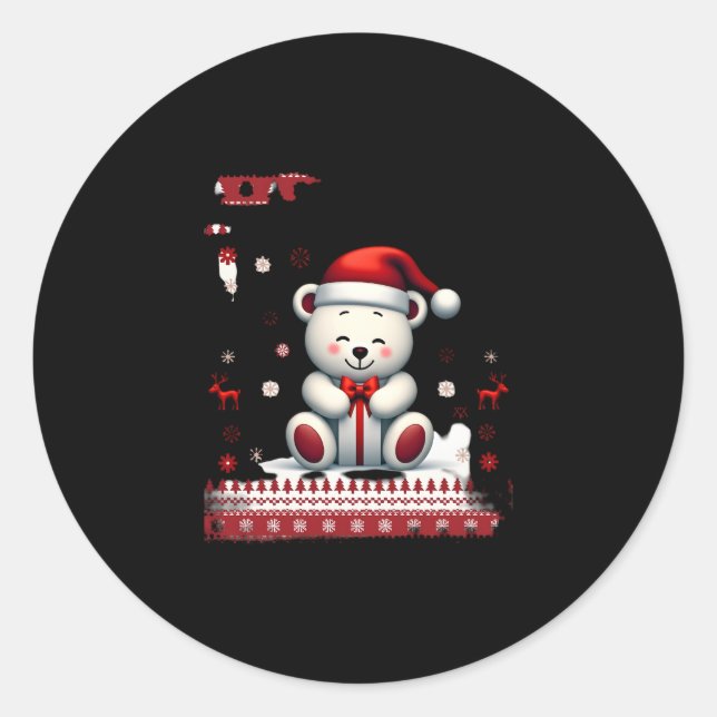 Sticker Rond Noël de l'ours (4) (Devant)