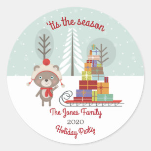 Sticker Rond Noël de l'ours des bois