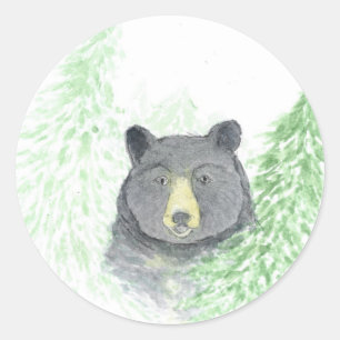 Sticker Rond Noël de l'ours noir