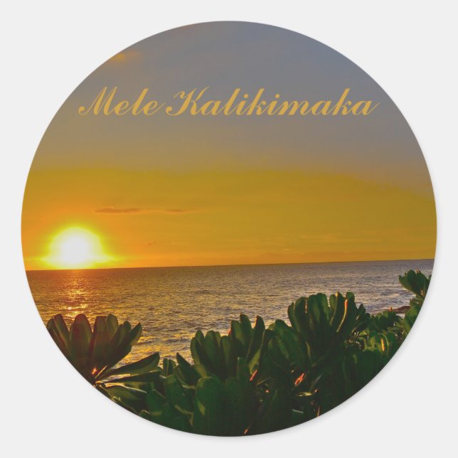 Sticker Rond Noël de Mele Kalikimaka dans les tropiques (Devant)