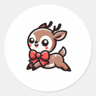 Sticker Rond Noël de mignonne Reindeer