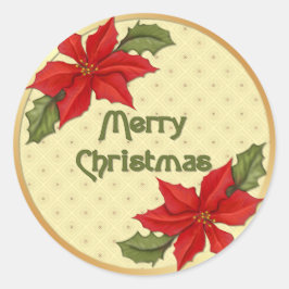 Sticker Rond Noël de Poinsettia
