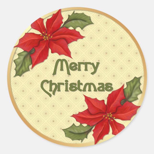 Sticker Rond Noël de Poinsettia (Devant)