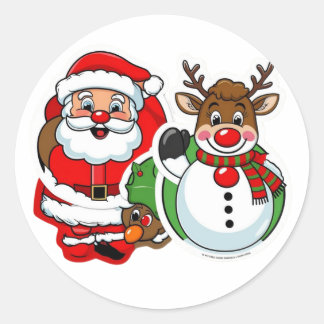 Sticker Rond noël de santa claus