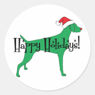 Sticker Rond Noël de vacances de Weimaraner