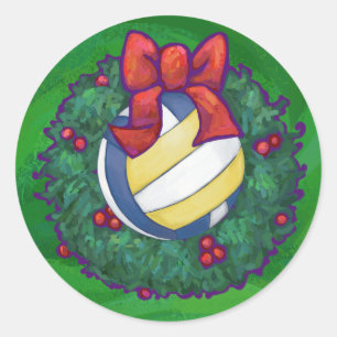 Sticker Rond Noël de volley-ball