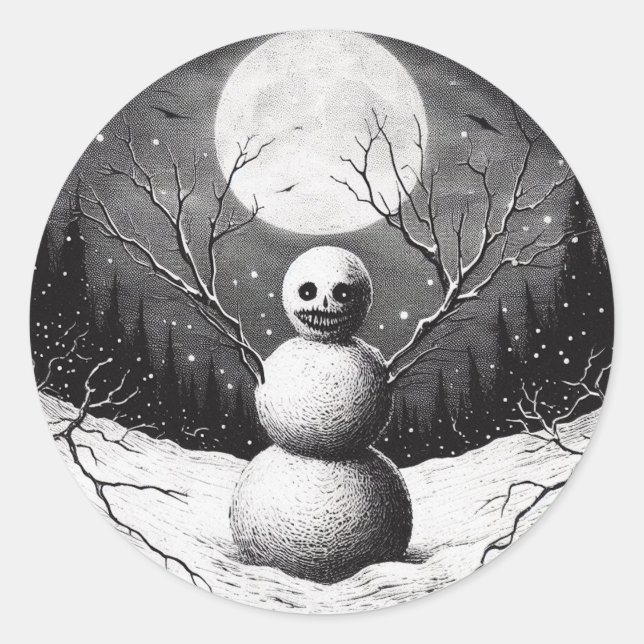 Sticker Rond Noël déplaisant Snowman Horreur (Devant)