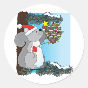 Sticker Rond Noël des écureuils