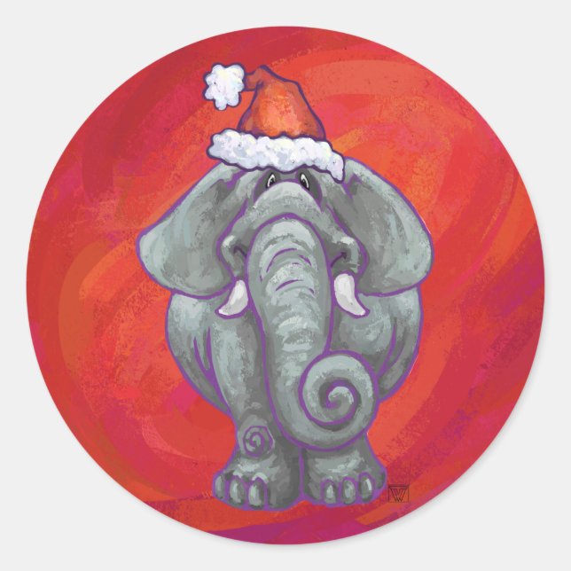 Sticker Rond Noël des éléphants en rouge (Devant)