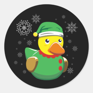 Sticker Rond Noël des elfes de canard en caoutchouc. Caoutchouc