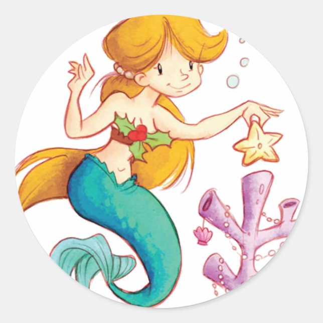 Sticker Rond Noël des sirènes (Devant)
