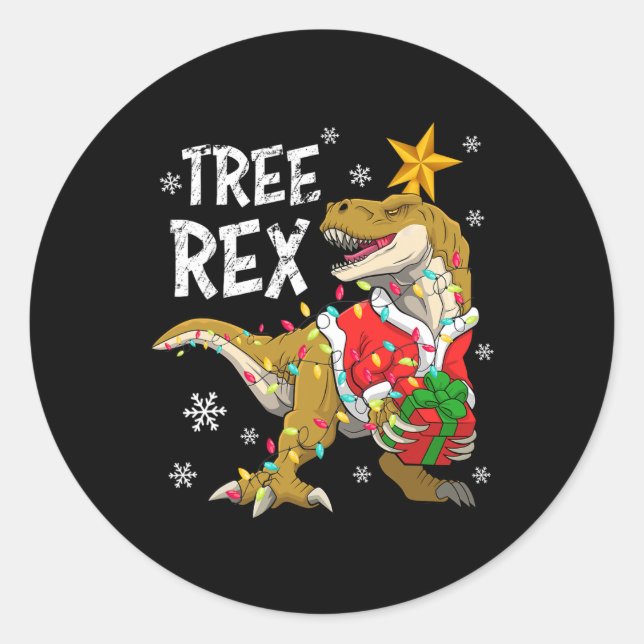 Sticker Rond Noël Dinosaure Arbre Rex Pajamas Hommes Garçons En (Devant)