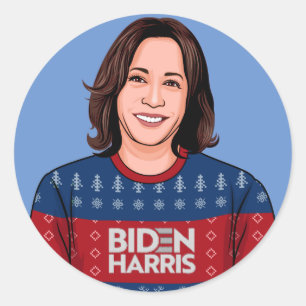 Sticker Rond Noël drôle Kamala : Ce Noël est l'Histoire
