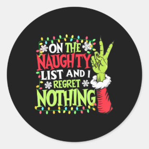 Sticker Rond Noël drôle sur la liste des vilains et je regrette
