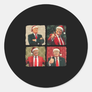 Sticker Rond Noël drôle trump rétro père noël trump xmas