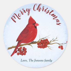 Sticker Rond Noël du Cardinal Rouge