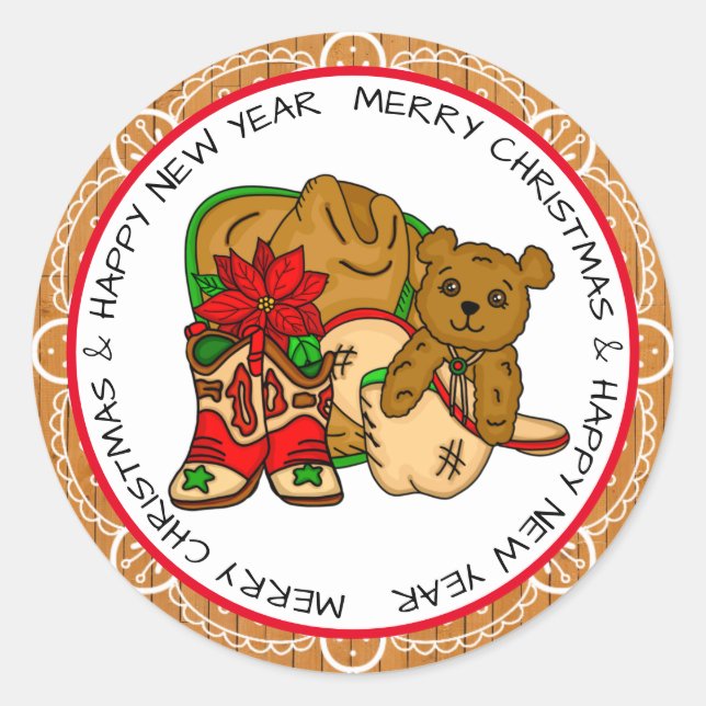 Sticker Rond Noël du pays et de l'ouest de la Russie (Devant)