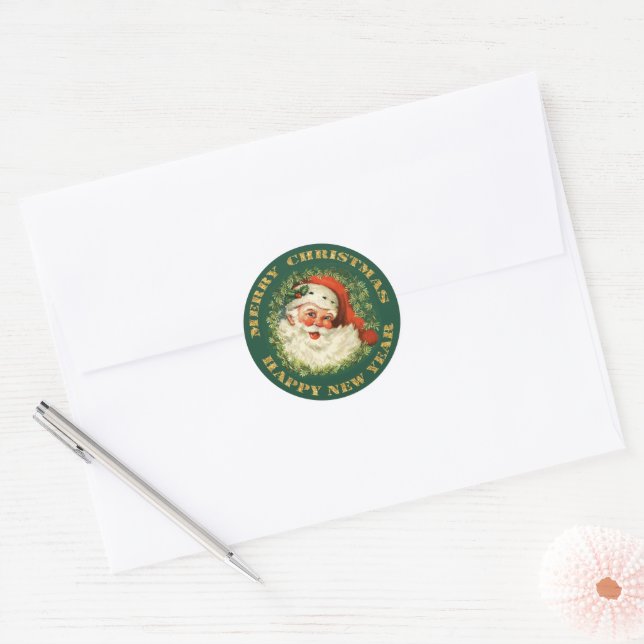 Sticker Rond Noël du Père Noël à l'ancienne (Enveloppe)