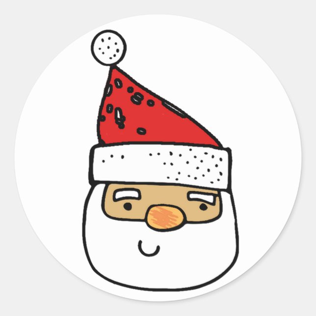 Sticker Rond Noël du Père Noël lunaire simple (Devant)