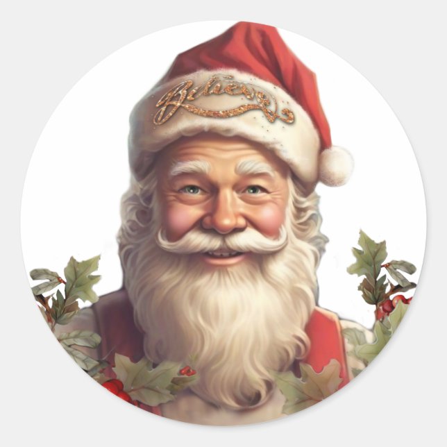 Sticker Rond Noël du Père Noël Saint Nicolas (Devant)