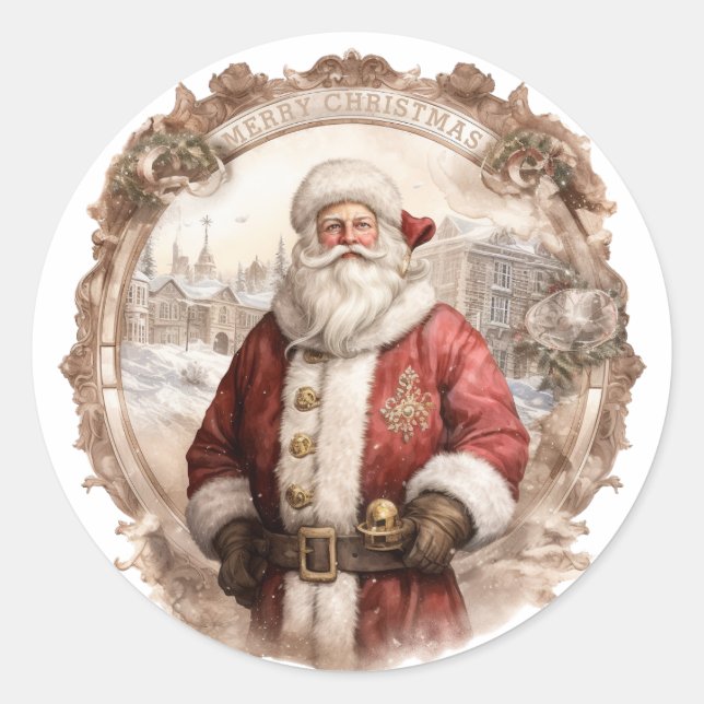 Sticker Rond Noël du Vieux-Monde Père Noël (Devant)
