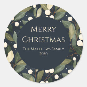 Sticker Rond Noël Elégant aux neiges