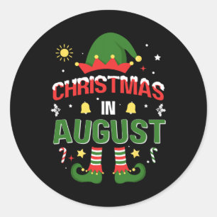 Sticker Rond Noël En Août Drôle Elfe Pour Les Noël D'Été