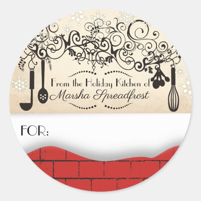 Sticker Rond Noël en brique de la cuisine de l'autocollant (Devant)