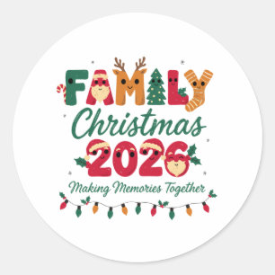 Sticker Rond Noël en famille 2026 Créer des souvenirs ensemble