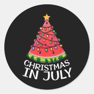 Sticker Rond Noël En Juillet Pastèque Noël Arbre Hommes D'Été